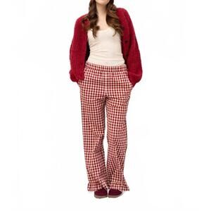 NEW THINGS BETWEEN holly gingham pants in red / ivory